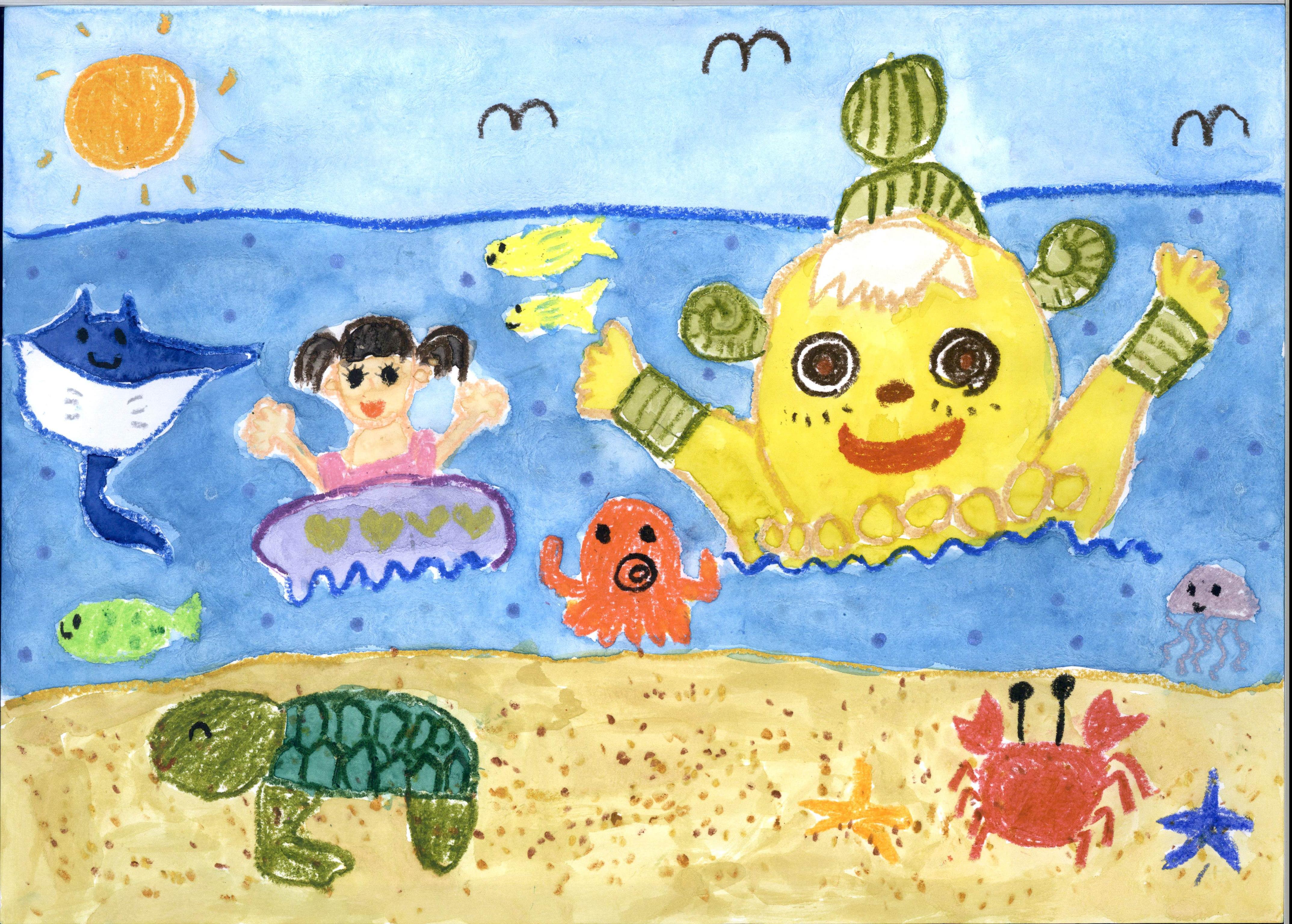 キラキラの海で遊ぶボノロンとわたし