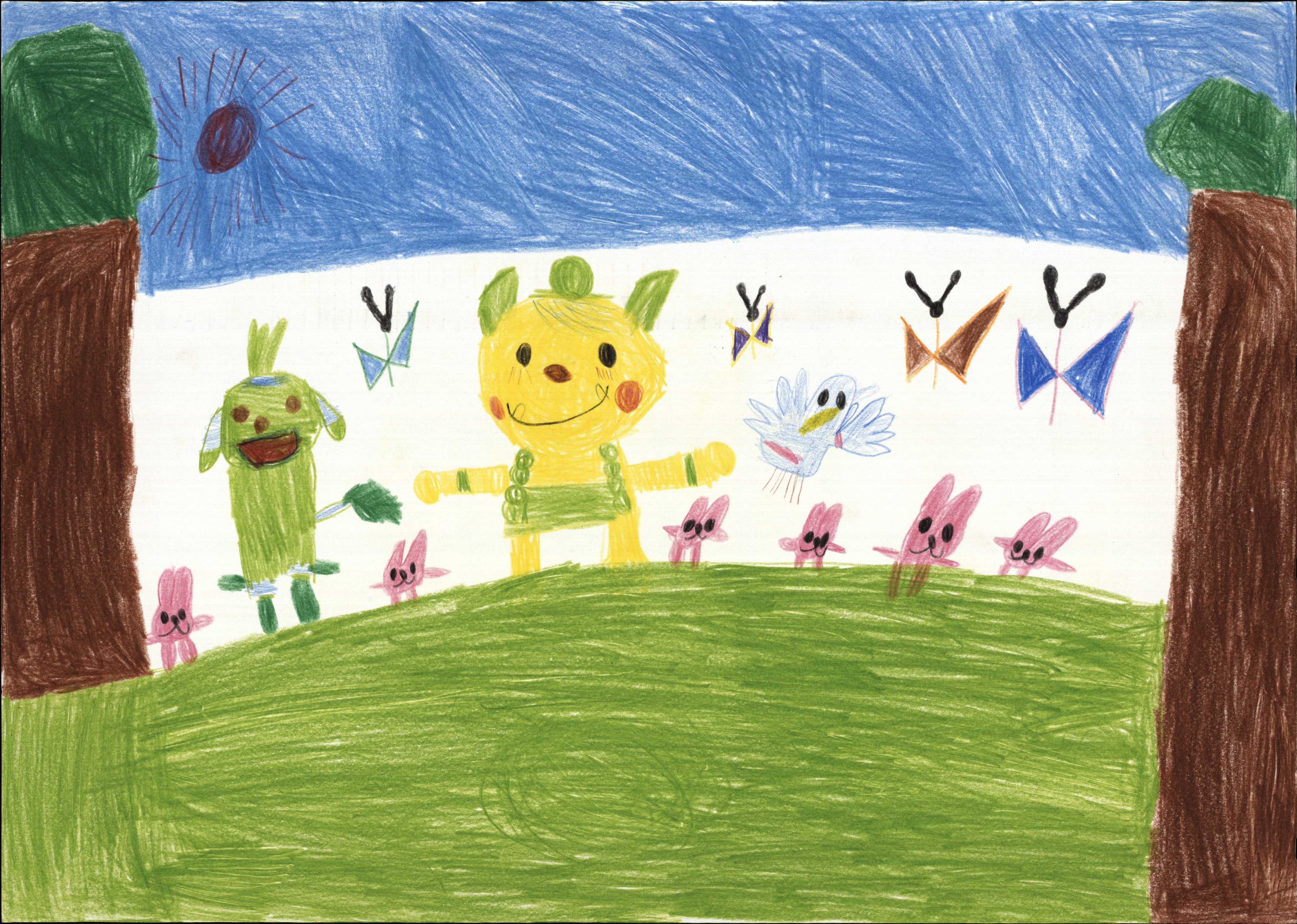 うさぎとボノロンたちとちょうちょたち